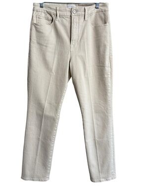 Good American Cream Slim Straight Jeans